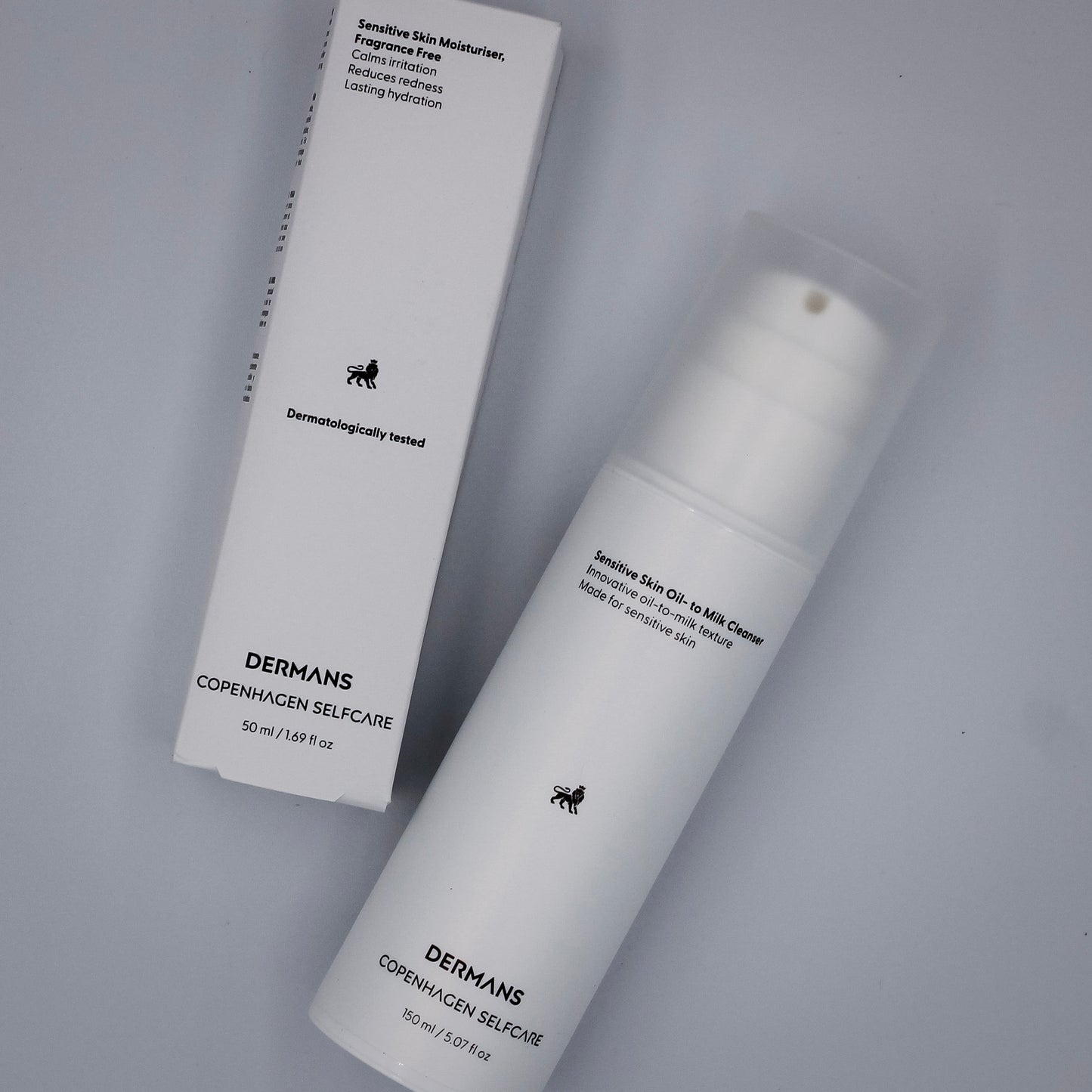 Dermans ansigtscreme og ansigtsvask til mænd med sensitiv hud - perfekt til daglig pleje uden irritation.