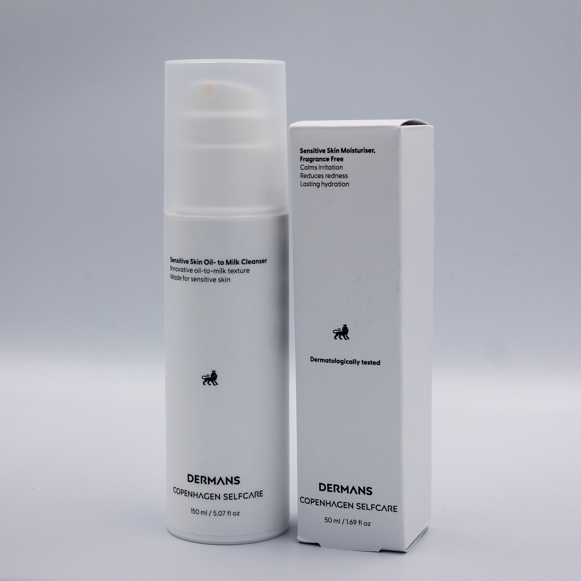 Derman’s ansigtscreme til sensitiv hud med æske - beroligende og vegansk hudpleje målrettet mænd.