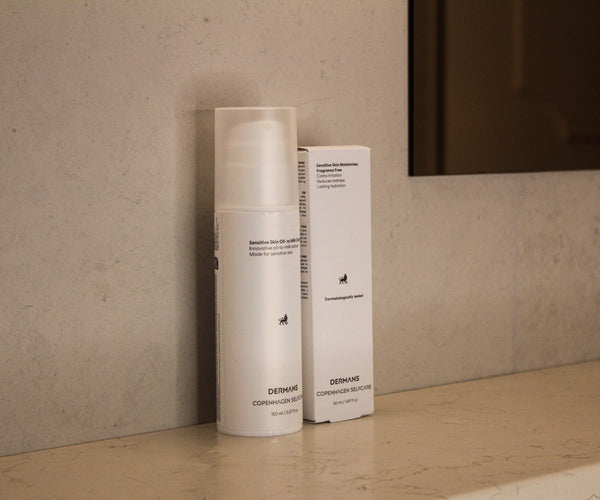 Hudplejesæt til mænd med sart eller sensitiv hud - parfumefri, dermatologisk testet og beroligende pleje i 2 simple trin. Dermans Signature Sensitive.